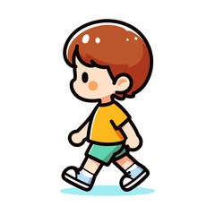 Adorable Cartoon Boy Walking: Fun, Playful Child Illustration