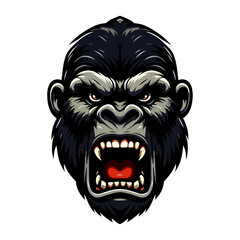 Aggressive Gorilla Portrait: Intense Closeup of a Roaring Ape