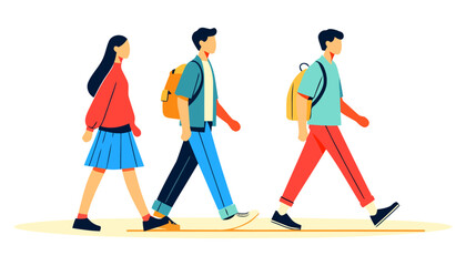 Walking Students: A Vibrant Illustration of Youthful Energy and Modern Style