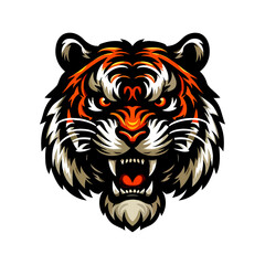 Majestic Tiger Head: Fierce Roar, Intense Gaze, Powerful Predator