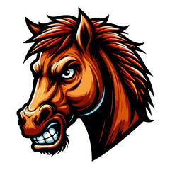 Aggressive Brown Stallion Head: A Powerful Vector Illustration