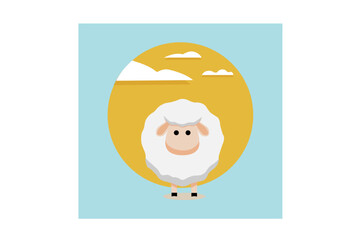 flat Vector of cartoon cute sheep illustration 