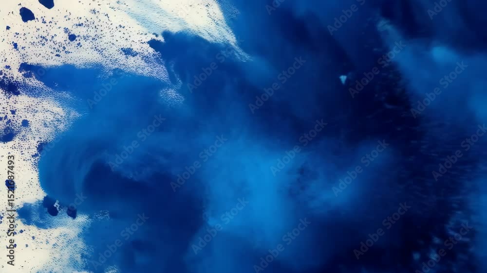 Aufkleber explosion of blue powder paint against a white background creating a vibrant abstract effect with dy