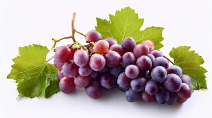 Fototapeta premium Grapes with leaves with shadow on white background