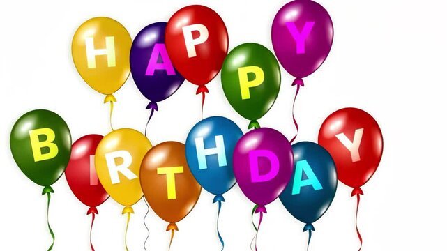 colorful balloons with the letters of Happy Birthday on them isolated on white background