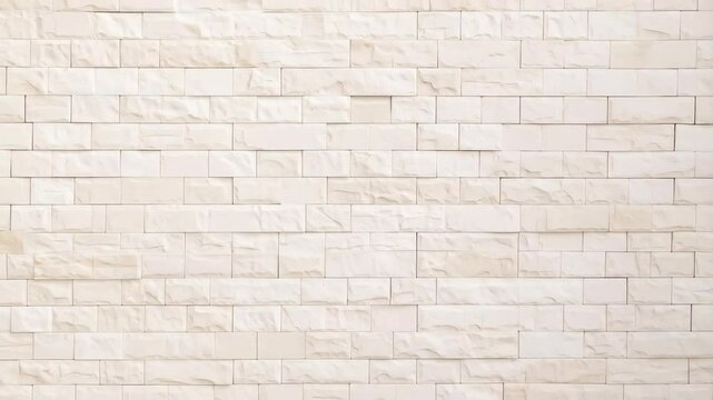 Rectangular beige stone tile wall, background featuring rough textured surface with subtle patterns and seamless horizontal lines