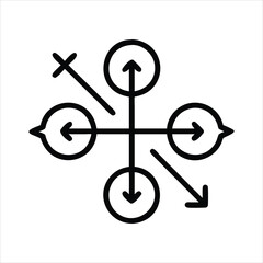 Drone Navigation Icon with Arrows Showing Movement in Different Directions