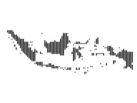 Vertical Lines Vector Map of Indonesia Medium