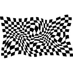 Warped Checkerboard Pattern – Black and White Optical Illusion Background