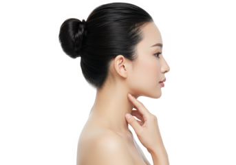 Woman profile face beauty portrait isolated on transparent background
