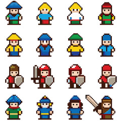 Collection of Pixel Art Characters for Retro Games and Digital Art