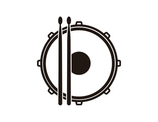 Drum icon in flat circle isolated on white background illustration for web