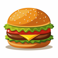 National Cheeseburger Day Vector – Juicy Burger Illustration, Fast Food Icon, Clean White Background