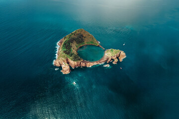 Aerial View of Vila Franca do Campo Islet – Tropical Paradise in the Azores, Portugal