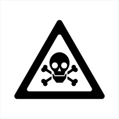 Skull and Crossbones Toxic Hazard Warning Sign in Bold Triangle Design