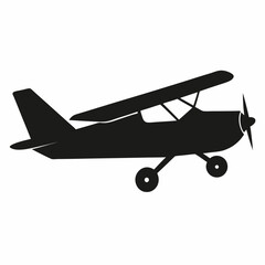Small airplane silhouette icon vector graphic