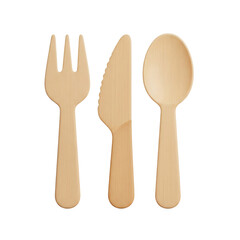 3D wooden fork knife and spoon set