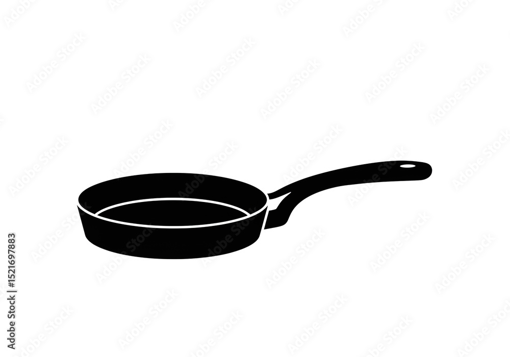 Poster frying pan with a handle on a white background