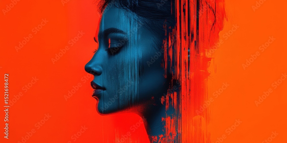 Poster artistic representation of a sculpture with modern sunglasses highlighting a blend of classical and 