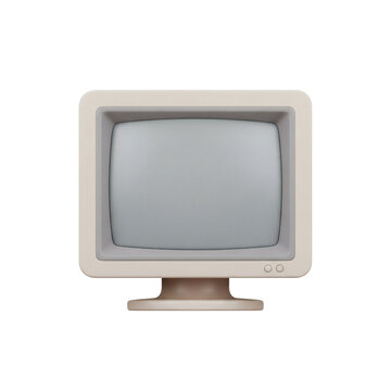 3D retro computer monitor in beige color