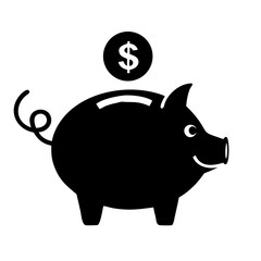 Piggy bank with dollar coin. Simple piggy bank illustration perfect for financial planning apps. This image is ideal for saving money concepts.