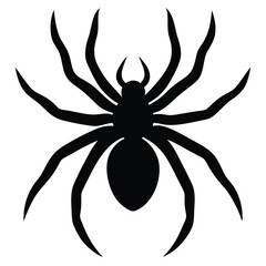 Obraz premium Black Spider Silhouette with Eight Legs, Two Antennae on White Background