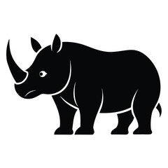 Obraz premium Silhouette of a Rhino with Prominent Horn and Thick Skin Animal Illustration
