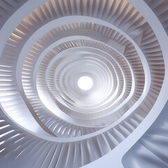 Abstract Spiral Architecture Interior View of a White Staircase