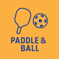 pickleball tournament line art logo with emblem, rackets and ball vector illustration minimalist design.