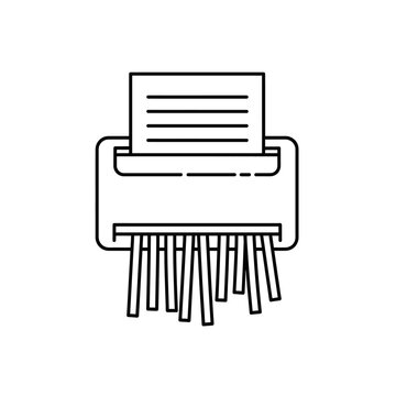 recommend clip art: Vector Outline Icon of Paper Shredder with Document for Secure Disposal and Data Protection Concept