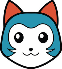 nekomata head icon clipart vector on transparent background
