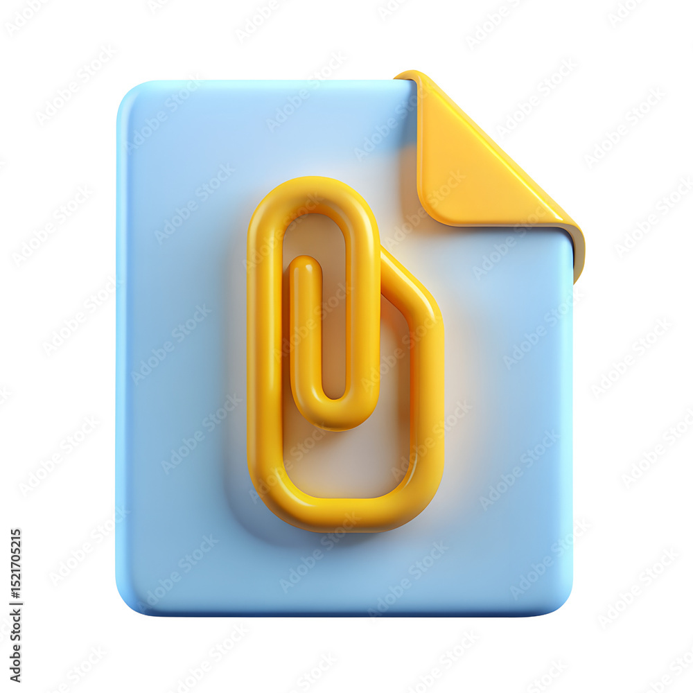 Poster 3d attach file icon isolated on transparent background