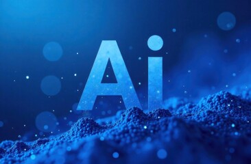 Abstract digital illustration featuring glowing letters 'Ai' on a textured blue background, symbolizing artificial intelligence and technological innovation in a modern context