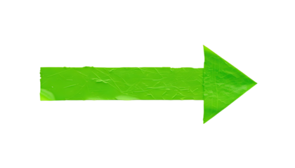 Green arrow direction sign pointing right on black background design on transparent background