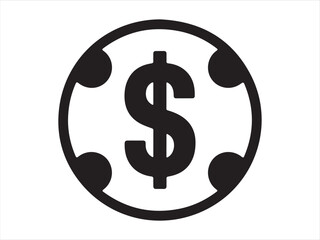 dollar sign icon vector silhouette on white background.