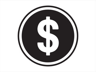 dollar sign icon vector silhouette on white background.