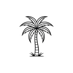 Obraz premium Palm tree line art vector icon illustration on white background.