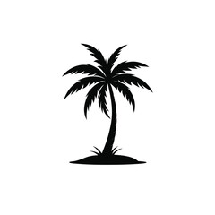 Palm tree silhouette black and white silhouette vector icon and illustration design