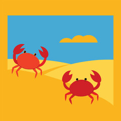 crabs walking on the beach vector