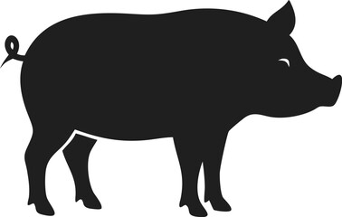 Fototapeta premium Black pig silhouette depicting a domestic farm animal with a curly tail