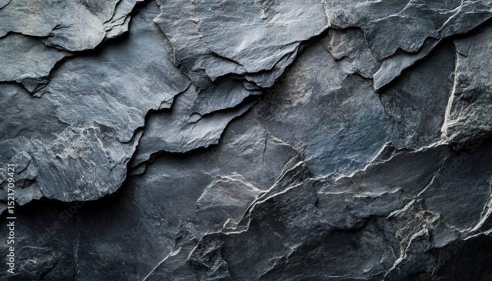 Poster textured stone wall showcasing natural gray hues and layered formations in a rustic setting creating