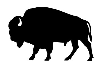 American bison walking silhouette illustration
