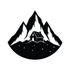 Winter House and Rocky Mountain Scene