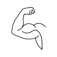 Flexed bicep muscle strength power fitness icon