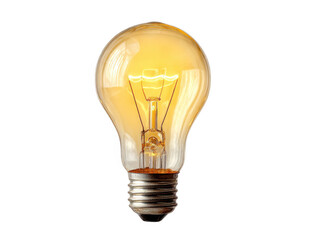 Glowing light bulb isolated on transparent background
