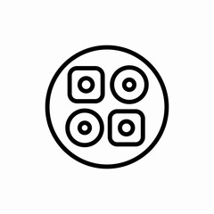 Sushi rolls plate food icon vector sign