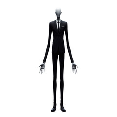 Tall slender humanoid figure in black suit