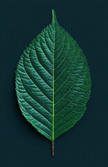 Green leaf on dark background