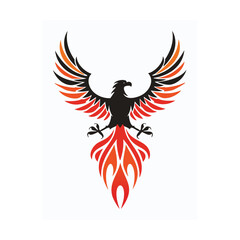 Fiery phoenix bird wings spread majestic flight