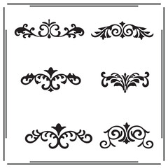 Vintage Ornamental Flourish Divider Set – Elegant Black Floral Decorative Swirls, Retro Baroque Elements, Classic Victorian Borders for Invitations, Cards, and Design Projects

